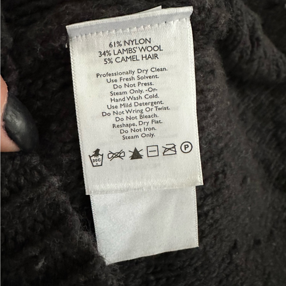 Eddie Bauer Wool Blend Cable Knit Open Cardigan In Charcoal Gray - Picture 5 of 7